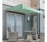 Primrose Awnings 2.0M X 1.5M Retractable Electric Half Cassette Green & White Awning Outdoor Patio Canopy