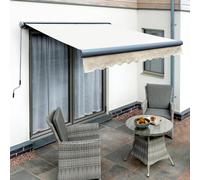 Primrose Awnings 2.5M X 2.0M Retractable Manual Full Cassette Charcoal Frame Ivory Awning Outdoor Patio Canopy