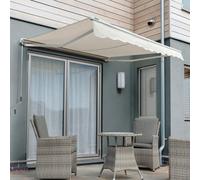 Primrose Awnings 2.5M X 2.0M Retractable Manual Half Cassette Ivory Awning Outdoor Patio Canopy