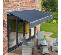 Primrose Awnings 3.0M X 2.5M Retractable Electric Half Cassette Charcoal Frame Charcoal Awning Outdoor Patio Canopy