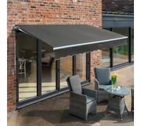 Primrose Awnings 3.0M X 2.5M Retractable Manual Charcoal Awning Outdoor Patio Canopy