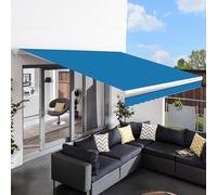 Primrose Awnings 3.0M X 2.5M Retractable Manual Full Cassette Azure Blue Awning Outdoor Patio Canopy