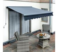 Primrose Awnings 3.0M X 2.5M Retractable Manual Full Cassette Charcoal Frame Charcoal Awning Outdoor Patio Canopy