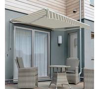 Primrose Awnings 3.0M X 2.5M Retractable Manual Half Cassette Multistripe Awning Outdoor Patio Canopy