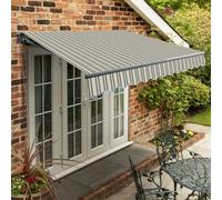 Primrose Awnings 3.0M X 2.5M Retractable Manual Standard Charcoal Frame Multistripe Awning Outdoor Patio Canopy