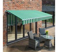 Primrose Awnings 3.5M X 2.5M Retractable Electric Green & White Awning Outdoor Patio Canopy