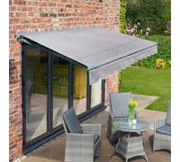 Primrose Awnings 3.5M X 2.5M Retractable Electric Half Cassette Charcoal Frame Silver Awning Outdoor Patio Canopy