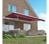 Primrose Awnings 3.5M X 2.5M Retractable Manual Burgundy Awning Outdoor Patio Canopy