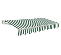 Primrose Awnings 3.5M X 2.5M Retractable Manual No Torsion Bar Green & White Awning Outdoor Patio Canopy