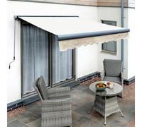 Primrose Awnings 4.0M X 3.0M Retractable Electric Full Cassette Charcoal Frame Ivory Awning Outdoor Patio Canopy