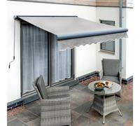 Primrose Awnings 4.0M X 3.0M Retractable Manual Full Cassette Charcoal Frame Silver Awning Outdoor Patio Canopy