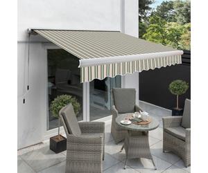 Primrose Awnings 4.5M X 3.0M Retractable Electric Full Cassette Multistripe Awning Outdoor Patio Canopy