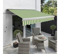 Primrose Awnings 5.0M X 3.0M Retractable Electric Full Cassette Green Stripe Awning Outdoor Patio Canopy