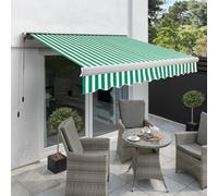 Primrose Awnings 6.0M X 3.0M Retractable Electric Full Cassette Green & White Awning Outdoor Patio Canopy