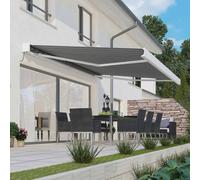 Primrose Awnings Deluxe Full White Cassette Electric Awning Remote 3m With Lights in Light Grey Primrose Awnings Light Grey