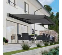 Primrose Awnings Deluxe Wireless 4M Pin Stripe Grey Full Cassette Electric Awning With Lights