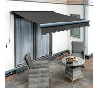 Primrose Awnings Electric Sun Shade Full Cassette Charcoal Frame Patio Awning 3m x 2.5m in Dark Grey Primrose Awnings Dark Grey