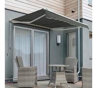 Primrose Awnings Half Cassette Patio Awning Retractable Canopy Manual Shade 3.0m x 2.5m in Dark Grey Primrose Awnings Dark Grey