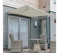 Primrose Awnings Half Cassette Patio Awning Retractable Canopy Manual Shade 3.0m x 2.5m Primrose Awnings Multicolor