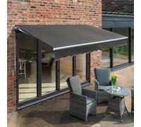 Primrose Awnings Manual Patio Awning Retractable Sun Shade Garden Covering 3.5m x 2.5m in Dark Grey Primrose Awnings Dark Grey