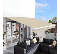 Primrose Awnings Retractable Sun Canopy Manual Full Cassette Patio Awning 4.0m x 3.0m in Light Sand Primrose Awnings Light Sand