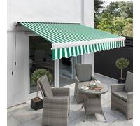 Primrose Awnings Retractable Sun Canopy Manual Full Cassette Patio Awning 4.5m x 3.0m in Light Green Primrose Awnings Light Green