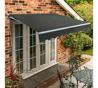 Primrose Awnings Retractable Sun Shade Canopy Manual Standard Patio Awning 3.0m x 2.5m in Dark Grey Primrose Awnings Dark Grey