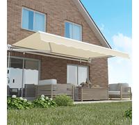 Primrose Awnings Retractable Sun Shade Canopy Manual Standard Patio Awning 3.0m x 2.5m in Light Sand Primrose Awnings Light Sand