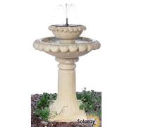 Primrose Bird Bath Cream Solar Cast Stone Water Feature Fountain & Lights 79cm in Beige Primrose Beige