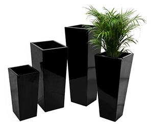 Primrose Black Gel Coat Glossed Plant Pot Tall Flared Square Fibreglass Planter XL 120cm x 43cm