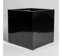 Primrose Black Gloss Polystone Square Cube Planter 40cm Primrose Black