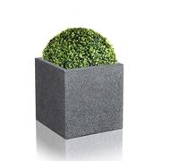 Primrose Black Square Cube Planter Poly-Terrazzo Outdoor Patio Garden 40cm Primrose Black