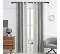 PRIMROSE Blackout Curtains for Living Room Thermal Insulated Room Darkening Curtains Window Drapes for Bedroom Grommet Grey Ivory 84 inch Long 2 Panels…