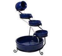 Primrose Blue Solar Ceramic Garden Water Feature Battery Backup Lights H55cm Primrose Blue