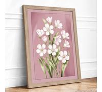 Primrose Bouquet Botanical Framed Wall Art Print A1 (84.1×59.4cm) Oak, Wall Decor for Living Room, Bedroom, Office & Home, Ready to Hang, Art Gift
