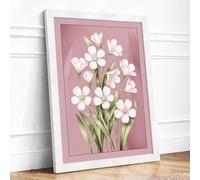 Primrose Bouquet Botanical Framed Wall Art Print A1 (84.1×59.4cm) White, Wall Decor for Living Room, Bedroom, Office & Home, Ready to Hang, Art Gift