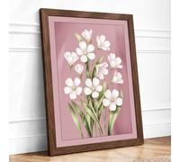 Primrose Bouquet Botanical Framed Wall Art Print A4 Walnut | Ready to Hang, Premium Gi Paper, Fade-Resistant Inks, Securely Packaged, UK Made