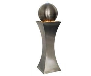 Primrose Brushed Hourglass & Sphere Water Feature with Lights in Silver Primrose Silver