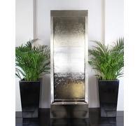 Primrose Brushed Stainless Steel Wall Water Feature Cascade In Silver 213Cm