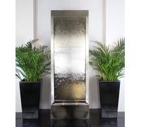 Primrose Brushed Stainless Steel Wall Water Feature Cascade in Silver 213cm Primrose Silver