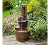 Primrose Bucket Tap Water Feature Fountain Waterfall Cascade Oak Effect 62cm in Brown Primrose Brown