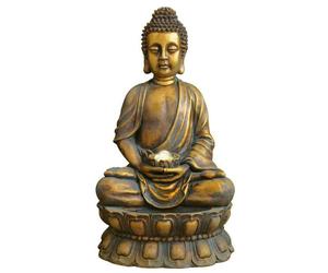Primrose Buddha Water Feature Sculpture Crystal Ball Cascade Gold Finish in Bronze Primrose Bronze