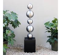 Primrose Cascading Stacked Stainless Steel Sphere Water Feature Column 131cm in Silver Primrose Silver