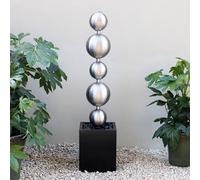 Primrose Cascading Stainless Steel Sphere Stack Garden Water Column in Silver 131cm