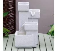 Primrose Cascading Tabletop Stone Effect White Water Feature with LED Lights H35cm