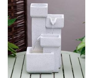 Primrose Cascading Tabletop Stone Effect White Water Feature with LED Lights H35cm
