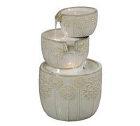 Ceramic Bronte Cascading Bowls Patio Water Feature with LED Lights 62cm Primrose Stone One Size