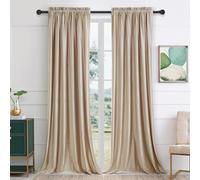 PRIMROSE Champagne Beige Velvet Curtains 90 inches Long 2 Panels Luxury Blackout Curtains for Bedroom Living Room Darkening Thermal Insulated Modern Rod Pocket Window Drapes