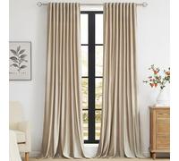PRIMROSE Champagne Velvet Curtains 120 inch Long for Living Room,Set of 2 Panels Blackout Rod Pocket Back Tab Window Treatment Room Darkening Heavy Decorative Curtains Drapes for Bedroom
