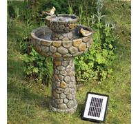 Primrose Cobbled Solar Powered Bird Bath Outdoor Water Feature Fountain H68Cm